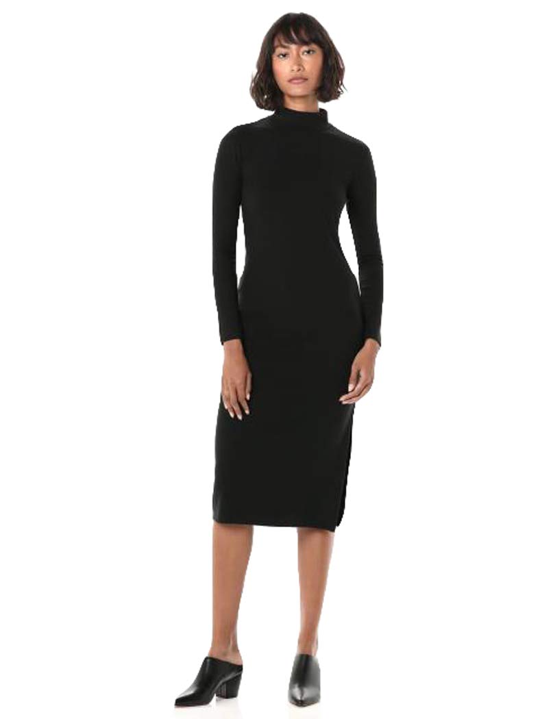 Amazon Brand - Women's Alyssa Fitted Long Sleeve Funnel Neck Ribbed Midi Bodycon Dress by The Drop