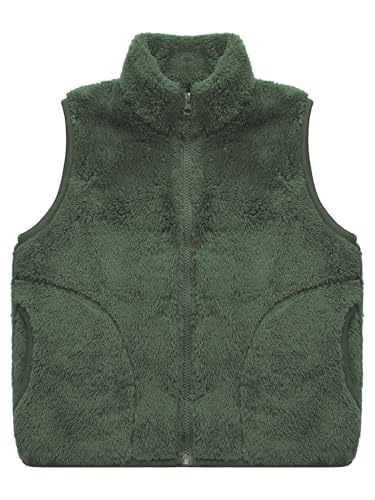 Girls Boys Fuzzy Flannel Vest Kids Polar Fleece Warm Sleeveless Coat Outwear Zip Up Jacket for 3-16 Years3