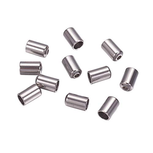 ARRICRAFT 100pcs Stainless Steel Column End Caps Cord Terminators for Leather Cord Jewelry Makig, 6.5x4mm