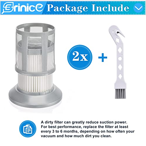 Erinice 2156 Filter Replacement For Bissell Zing 2156 2156A 1665 1665W 16652 Bagless Canister Vacuum Hepa Filters For Bissell 2156E Compact Canister Vacuum, Compare To Part 1613056 (2 Packs) #TOP2