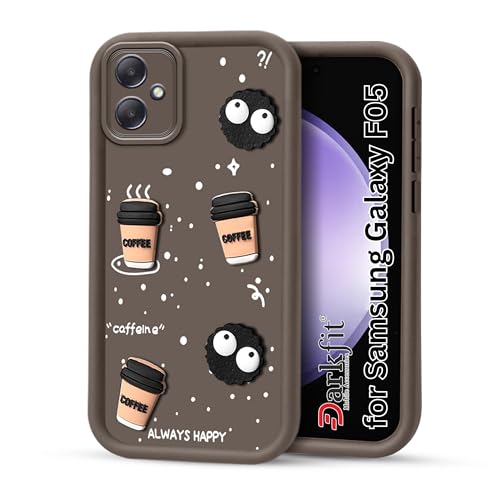 Image of DARKFIT Back Case Cover Compatible with Samsung Galaxy F05 / A05 | Cute Fun Cartoon Ball 3D Coffee Silicone Case | Body Protection | Camera Protection | Shock Proof | Color Brown | Pack of 1