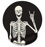 Britimes Ergonomic Mouse Pad with Wrist Support Black Human Skeleton Skull Non-Slip Rubber Base Mousepad for Home Office Gaming Working Computers Laptop Easy Typing & Pain Relief