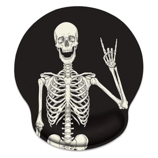 Britimes Ergonomic Mouse Pad with Wrist Support Black Human Skeleton Non-Slip Rubber Base Mousepad for Home Office Gaming Working Computers Laptop Easy Typing & Pain Relief