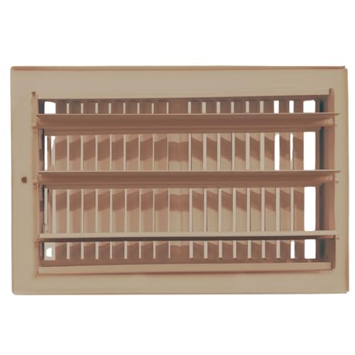 Image of 6 inch x 14 inch Brown Floor Register 2 Way - Stamped Face Steel Vent Cover, HVAC Floor Grille for AC Heat, Fits 6x14 Duct Opening, Heavy Duty Metal Register