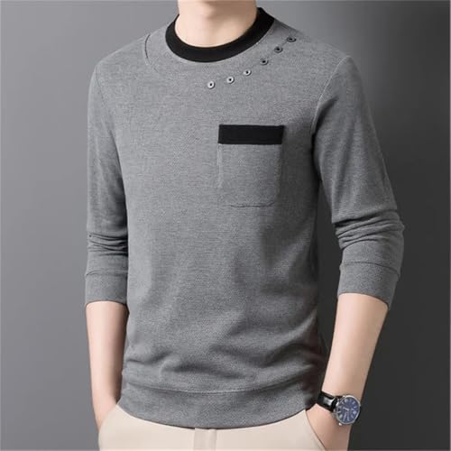 Men's Spring Fall Patchwork O-Neck Knit Pullovers Warm Knitted Sweater Pocket Tops3