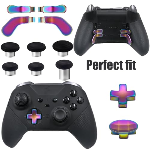 Image of 13 in 1 Accessories for Xbox One Elite Series 2 Controller,Metal Thumbsticks for Xbox Elite Wireless Controller Series 2 Core,Elite Controller Series 2 Controller Accessory Replacement Parts(Rainbow)