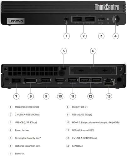 Image of Lenovo ThinkCentre M70q Gen 5 Tiny Business Desktop (Intel 10-Core i5-14400T (> i7-13700T), 32GB DDR5, 1TB SSD, UHD Graphics 730) MFF, Mini PC, DisplayPort, Ethernet, Wi-Fi, HDMI, 3-Yr WRT, Win 11 Pro