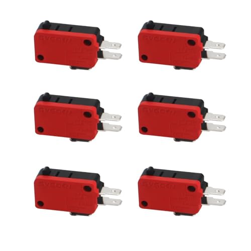 6 Stück Mikro schalter Endschalter SPDT 1NO 1NC Mikroschalter 125V / 250V 16A Tastentyp Endschalter Druckknopf Schnappschalter Mini-Mikro-Endschalter für Mikrowellenofentür Arcade V-16-1C25