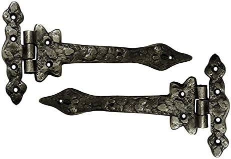 Adonai Hardware Haniel Black Antique Iron T Hinge (9.5 Inch x 2 Pack, Antique Brushed Nickel)