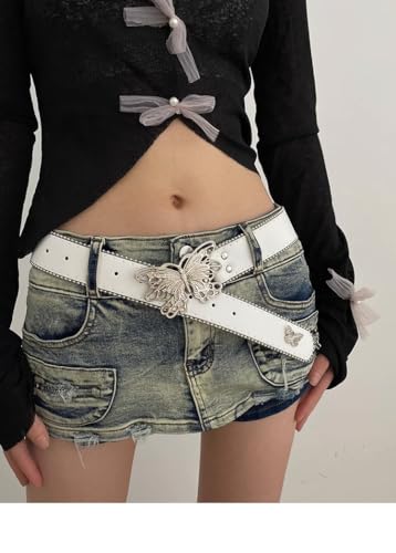 Pooyikoi Ladies Pink Belts Y2K Spice Girls Style Belts Bow Buckle Belt Retro Casual Belt Gothic Denim2