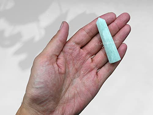 Image of Crystal Heaven Certified Amazonite Crystal Tower Obelisk Point for Chakra, Healing and Balancing - AAA Grade Original Certified Gemstone Agate for Reiki Meditation Yoga Spiritual (2-3 Inches)