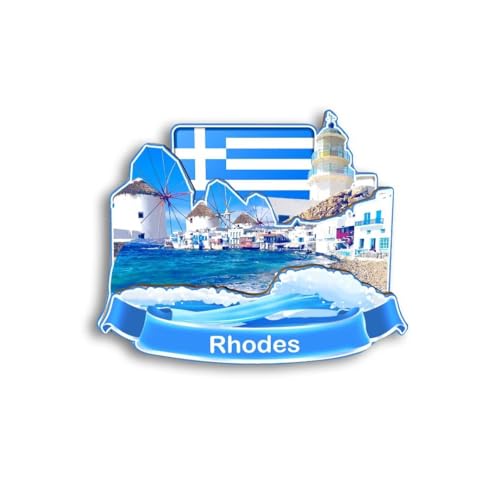 Quwsne Refrigerator Magnet Rhodes Greece Fridge Magnet City Travel Souvenirs Tourist Gifts 3D Classic Landmarks Handmade Crafts Home Decoration - 1527