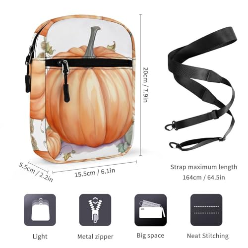 Personalized Small Crossbody Bag Water Resistant Messenger Bags Mini Fall Watercolor Pumpkins Printing SlingBag For Men Women2