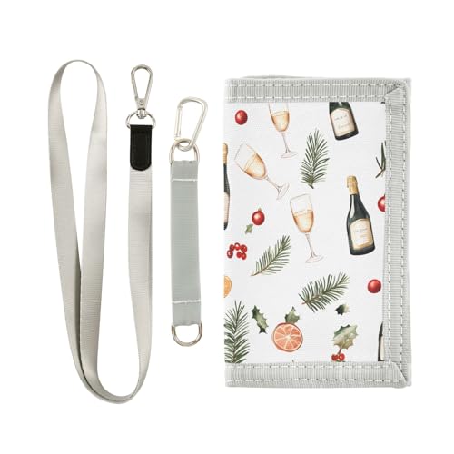 ALAZA Kids Wallets for Boys Girls Toddler Trifold Wallet Children Small Red Wine Fruit Leaves with Zipper Coin Pocket