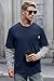 VOGSTART Men's Camp Shirts Pullover Faux-Layer Double Layer Waffle Sleeve Chest Pocket Longsleeve Heavyweight Soft Streetwear Fake Two-Piece Baggy Ribbed Neckline Color Block Sweater Navy L