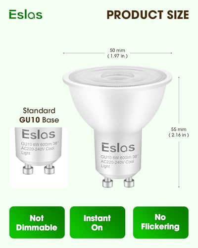 GU10 LED Bulbs Cool White 6500K, 6W, 60 Watts Equivalent, 6 Pack - Image 4