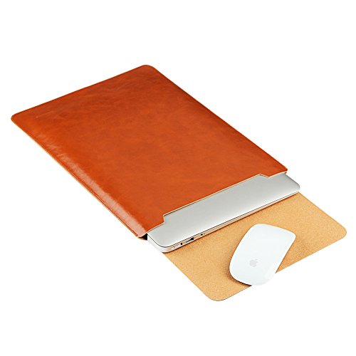 GENORTH®Funda de Cuero Microfibra PU Resistente al Agua para Apple Ordenador portátil Macbook Air y MacBook Pro/Retina 13.3 Pulgadas (13 Pulgadas, Marrón)