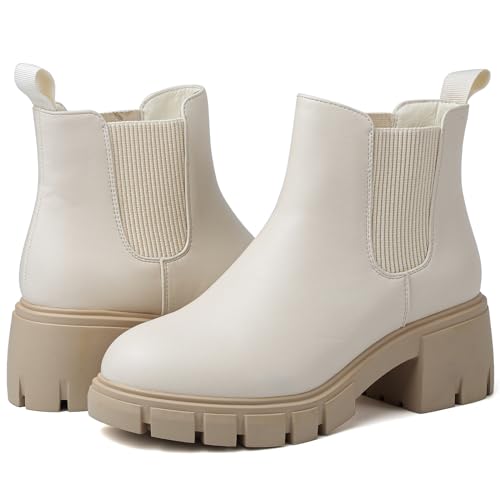 Chelsea Boots Women Short Boots for Women Dressy Ankle Boots Womens Platform Chunky Heel Boots for Women Fall booties Para Mujer Waterproof