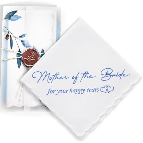 Image of Wedding Handkerchief, Something Blue for Bride, Mother of the Bride Gift