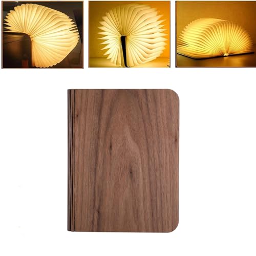 Vilygret Book Shaped Lamp, 7 Colors Folding Book Lamp, Large Size USB Rechargeable Paper Lantern Novelty LED Night Light, Home Decor Gift Ideas for Family Girlfriend(8.6x6.4x0.9in)