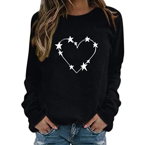Sweatshirt Damen Schwarz Sweatshit Funktionsshirt Pullover Sweater...