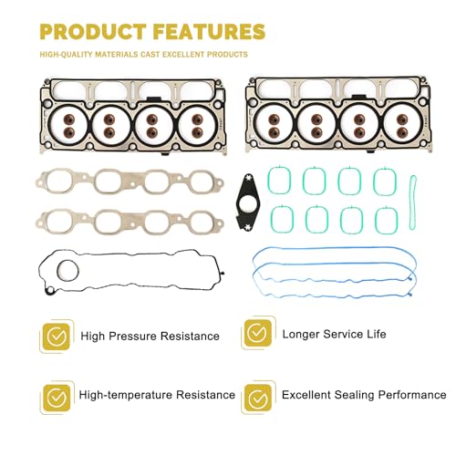 Image of AUCERAMIC HS26744PT Cylinder Head Gasket Set for Chevrolet GMC 5.3L | Fits for Chevrolet Silverado 1500 Suburban Tahoe, for GMC Sierra 1500 Limited Yukon XL 2014-2020, Replaces HS54996