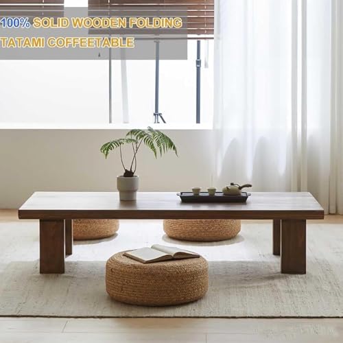 Table basse japonaise en bois massif, grande table de sol et bureau d'appoint multi-usage - 6