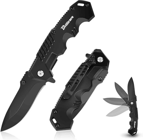Cuchillo de bolsillo brillante, cuchillo plegable 3.3 pulgadas, cuchillo pequeño de supervivencia plegable con clip, bloqueo de botón y rompedor de vidrio, EDC para la caza Camping senderismo