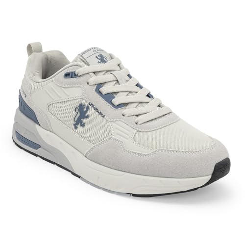 Image of Red Tape Men's Sneakers Grey Blue Pu Mesh Round Lace-Up Easy Movement