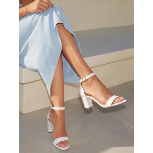 Image of IDIFU Women's 3 Inch Block Chunky Open Toe Heels Ankle Strap Heeled Sandal