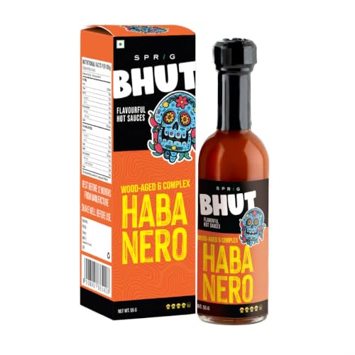 Image of Sprig Habanero Premium Wood-Aged Hot Sauce 55g | Expensive But Authentic | Taste of Habanero Chilies | Use as condiment, marinade or dip | No preservatives or additives | Vegan| For veg and non-veg cuisine | Use with Pizza, Chicken Wings, Salads & Snacks