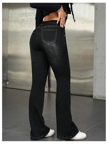 WDIRARA Women's Low Rise Flared Jeans Stretchy Bootcut Denim Pants Streetwear3