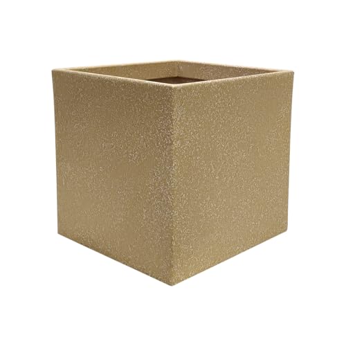 Image of Harshdeep Planters for Home Decor - Quebec Square - Indoor Outdoor Home Living Room Balcony Garden Decorative 10 Inch Durable, Lightweight Roto Pot Stone Finish (Cream Stone, Small)