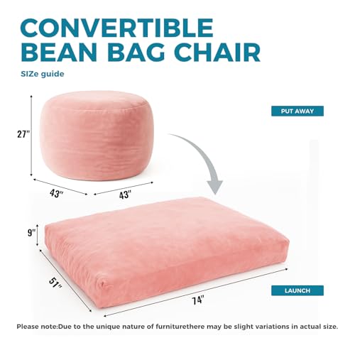 Image of Big Bean Bag Chairs for Adults,Bean Bag with Filler Included,Memory Foam Bean Bag,Giant beanbag,Suitable for Reading Chairs in Living Room, Bedroom and Dormitory. (Pink, Bean Bag Bed)