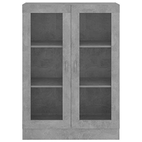 Festnight Armoire à Vitrine/Armoire de Rangement/Armoire à Vitrine Gris béton 82,5x30,5x115 cm Aggloméré