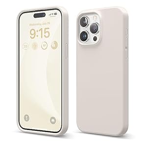 elago Liquid Silicone Hoesje Compatibel met iPhone 15 Pro Max Case, Premium Siliconen, Full Body Beschermhoes [4 Lagen Schokbestendige Structuur], Anti-Kras Zachte Microvezel Voering (Stone)