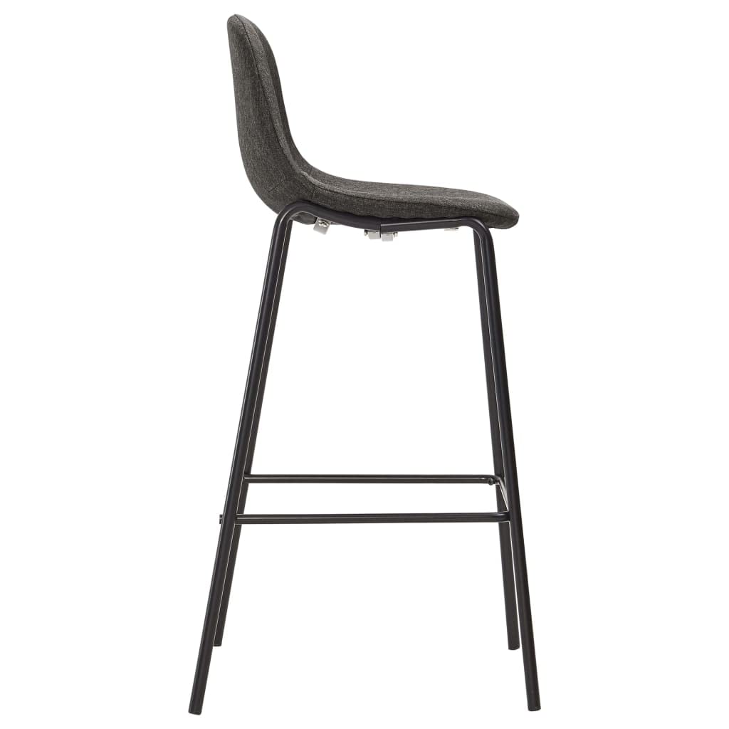 Lot de 6 tabourets de bar avec revêtement en tissu gris foncé avec repose-pieds et dossier, cadre en métal revêtu par pulvérisation, 51 x 49 x 99 cm, tabouret de cuisine et tabouret de