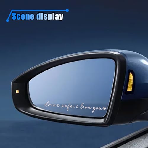 Image of 3PCS Drive Safe, I Love You Car Rearview Mirror Sticker Decal, Positive Affirmation Sticker Car Window Decal, Vinyl Car Side Mirror Accessories for Girls Women, Funny Present (White)