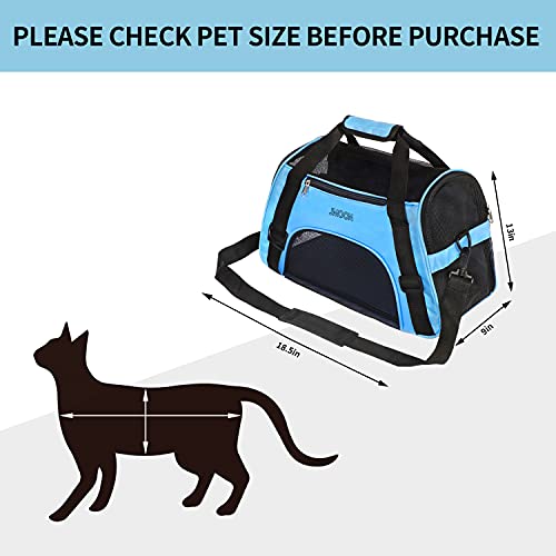 Jmoon Cat Carrier Soft-Sided Airline Approved Pet Carrier Bag,Pet Travel Carrier For Cats,Dogs Puppy Comfort Portable Foldable Pet Bag (Medium, Blue) #TOP3