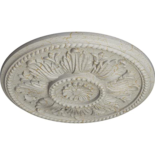 Image of Ekena Millwork CM18EDPCC Edinburgh Ceiling Medallion, 18 inch OD x 1 3 /4 P, Pot of Cream Crackle