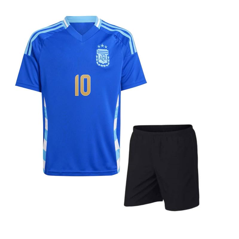 White Blue Argeentinaa Meesii 10 Football Jersey with Shorts 2024 for (Kids & Men & Boys)