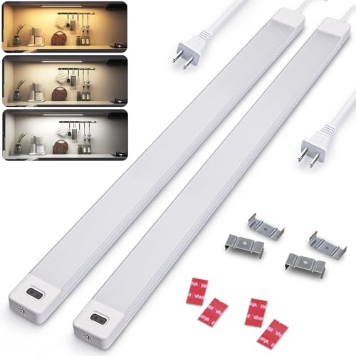 MYPLUS 16' Hand Wave Activated Under Counter Lighting, 2 Pcs LED Cabient Lights Motion Sensor with...