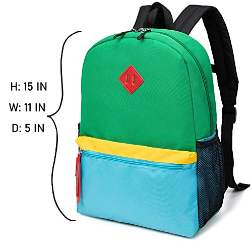 Hawlander Little Kids Backpack For Boys Toddler School Bag Fits 3 To 6 Years Old, 15 Inch, Green Blue #TOP1