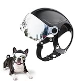 Dog Helmet for Small Breed Cool Pet Motorcycle Helmet with Drop-Down Silver Visor (Without Rivets)