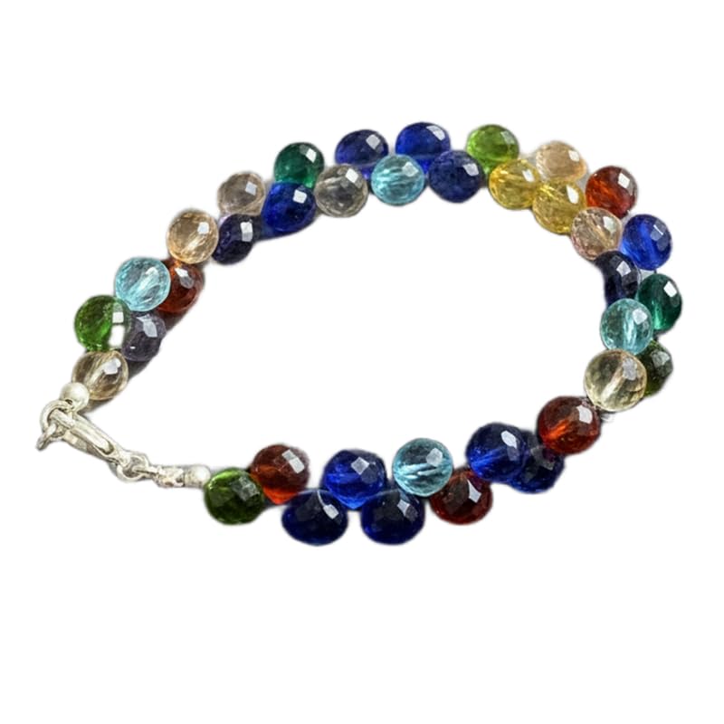 Bracelet pierres naturelles multicolores à maillons pour look d'été