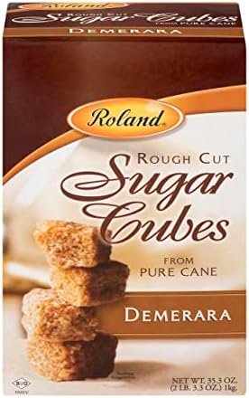 Roland Foods Demerara Rough Cut Brown Sugar Cubes, Sugar in the Raw, 35.2 Oz