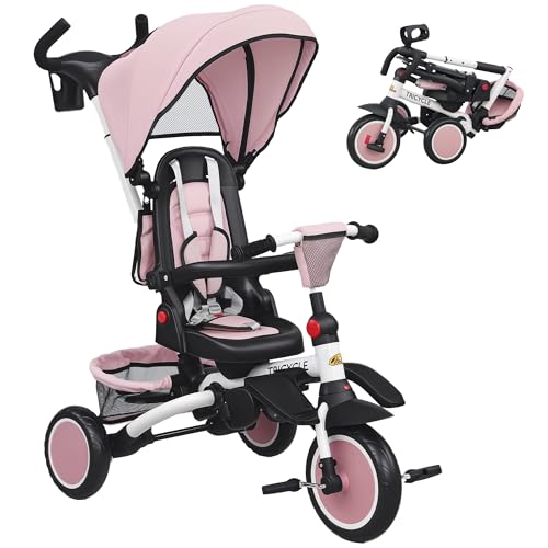 Qaba 6-in-1 Foldable Kids Tricycle with Canopy