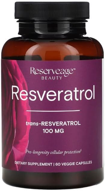 Miniatura 4 de Reserveage Beauty, Resveratrol 100 mg, suplemento antioxidante para la salud cardíaca y celular, apoya el envejecimiento saludable y el sistema