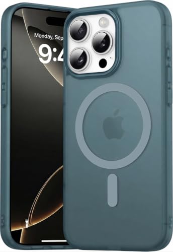 Image of DIZORO Matte Case for iPhone 15 Pro Max Compatible with MagSafe, Camera Lens Full Protection, Shockproof Translucent Frosted TPU Soft Phone Cover, Anti-Fingerprint (Navy