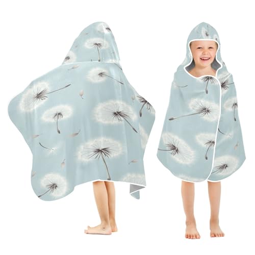 Kigai Dandelion Hooded Beach Towel for Kids Soft Absorbent Quick Dry Bath Towel with Hood Lightweight Toddler Shower Pool Bath Wrap for Boys Girls